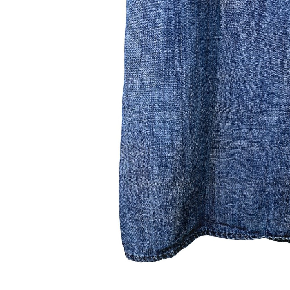 Anthropologie Cloth & Stone Tencil Chambray Bell Sleeve Open Back Dress, Sz M - Picture 6 of 10